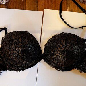 Victoria's Secret Black and Gold Lace Padded Push up Bra